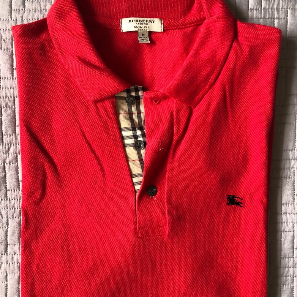 Authentic Burberry slim fit red polo